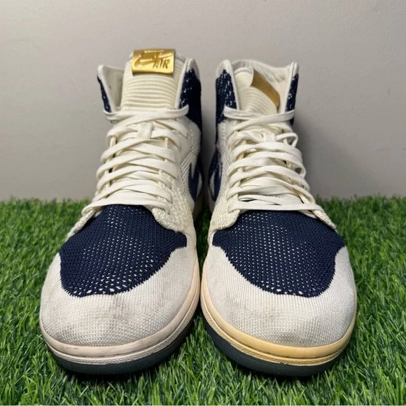 Air Jordan 1 Retro High OG Flyknit RE2PECT Derek Jeter Navy Blue White - Picture 5 of 12
